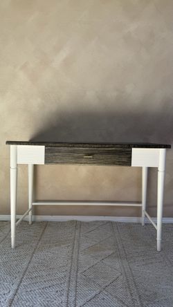Modern White Brown Desk Vanity