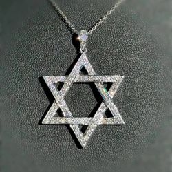 Jewelry 18k solid white gold natural diamond 1.50CTW Star of David ✡️ pendant charm