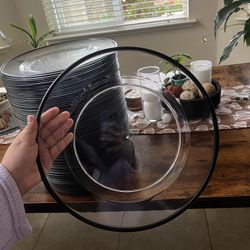 13in Clear Chargers with a Black Rim- Set of 85
