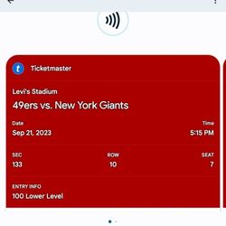 San Francisco 49er vs NY giants Tickets