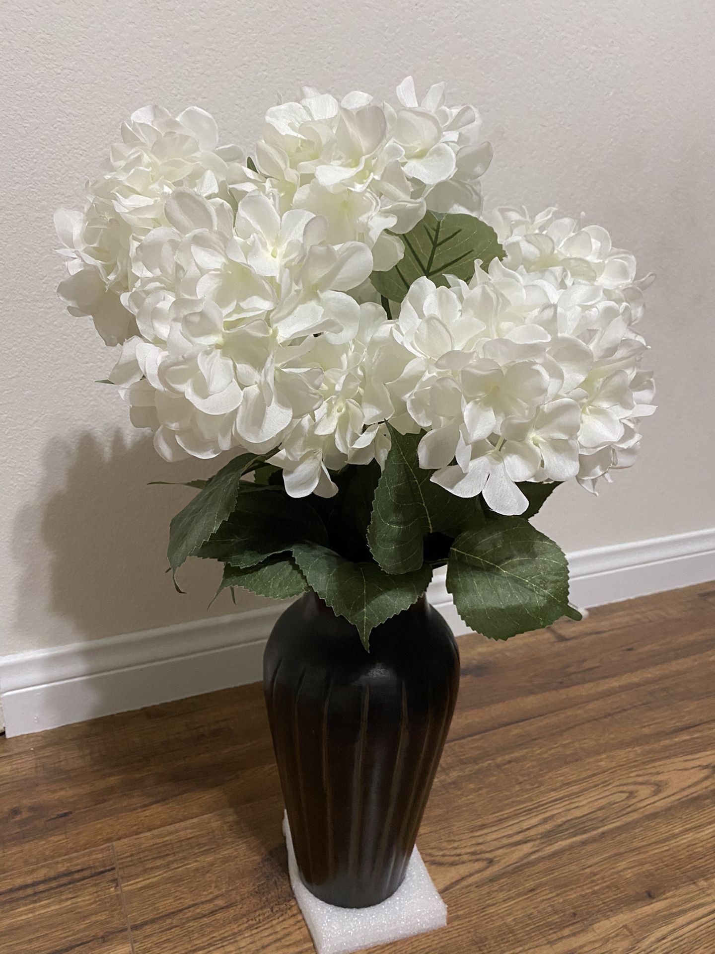 Artificial White flower arrangement with Vase
