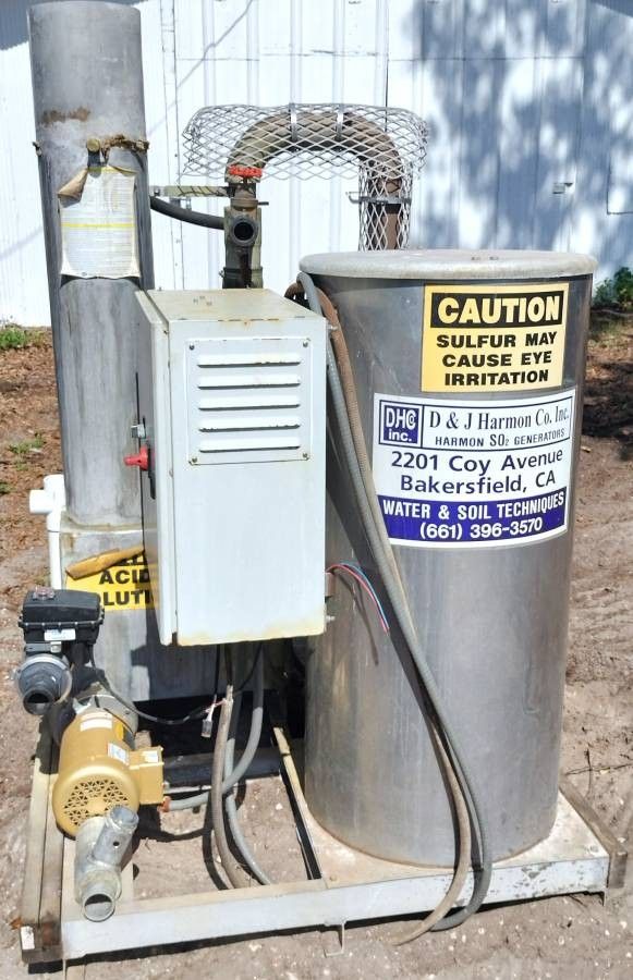 DHC D&J Harmon Co SO2 Generator Sulphur Burner Water PH Changer