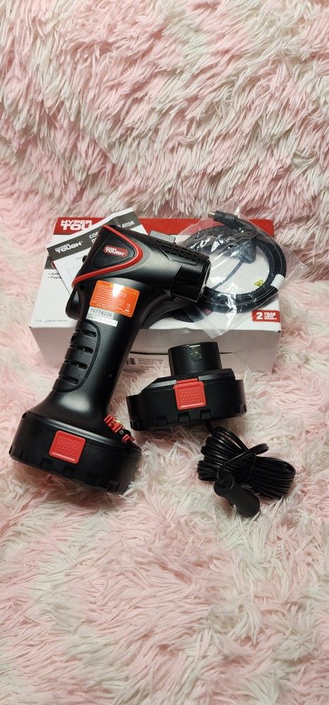 Hyper Tough DC 12V Cordless Portable Pistol Tire Inflator with Pre-set Digital Gauge-100psi