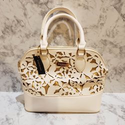 Bebe Los Angeles White & Gold Purse With Crossbody Strap