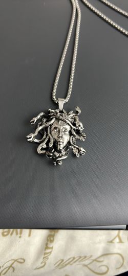 Silver Medusa Pendant Necklace