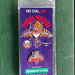 2001 Vintage Florida Panthers pin, “One Goal. Win.”, NHL hockey collectible