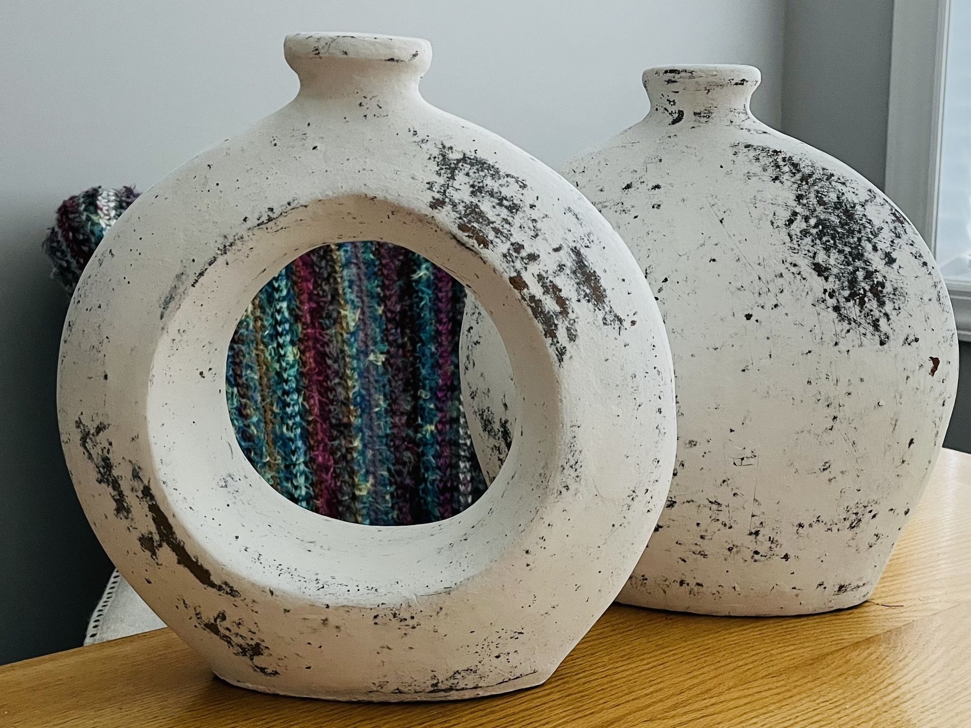 White Ceramic Clay, Terra-Cotta ,  Vase  Decor