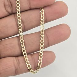 10kt Real Gold Cuban Curb Bracelet 3.6mm 8 Inches