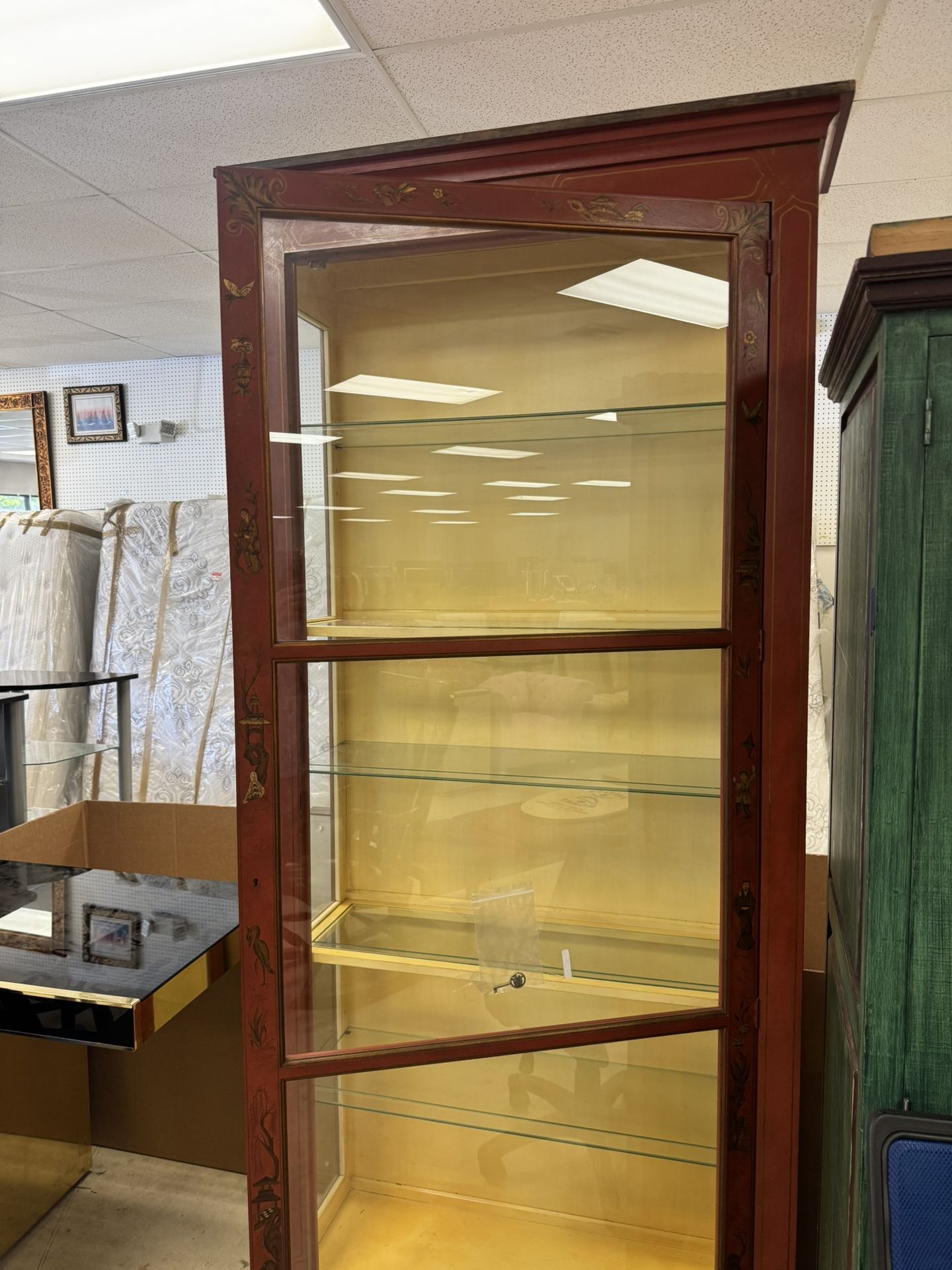Vintage Baker chinoiserie display cabinet - 39” x 14” - 91”