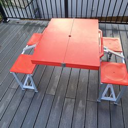Vintage Folding Camp Table with 4 Seats