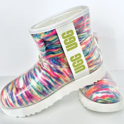 UGG CLASSIC CLEAR MINI PIXELATE WHITE WATERPROOF ANKLE WOMEN'S BOOTS NEW SIZE 5