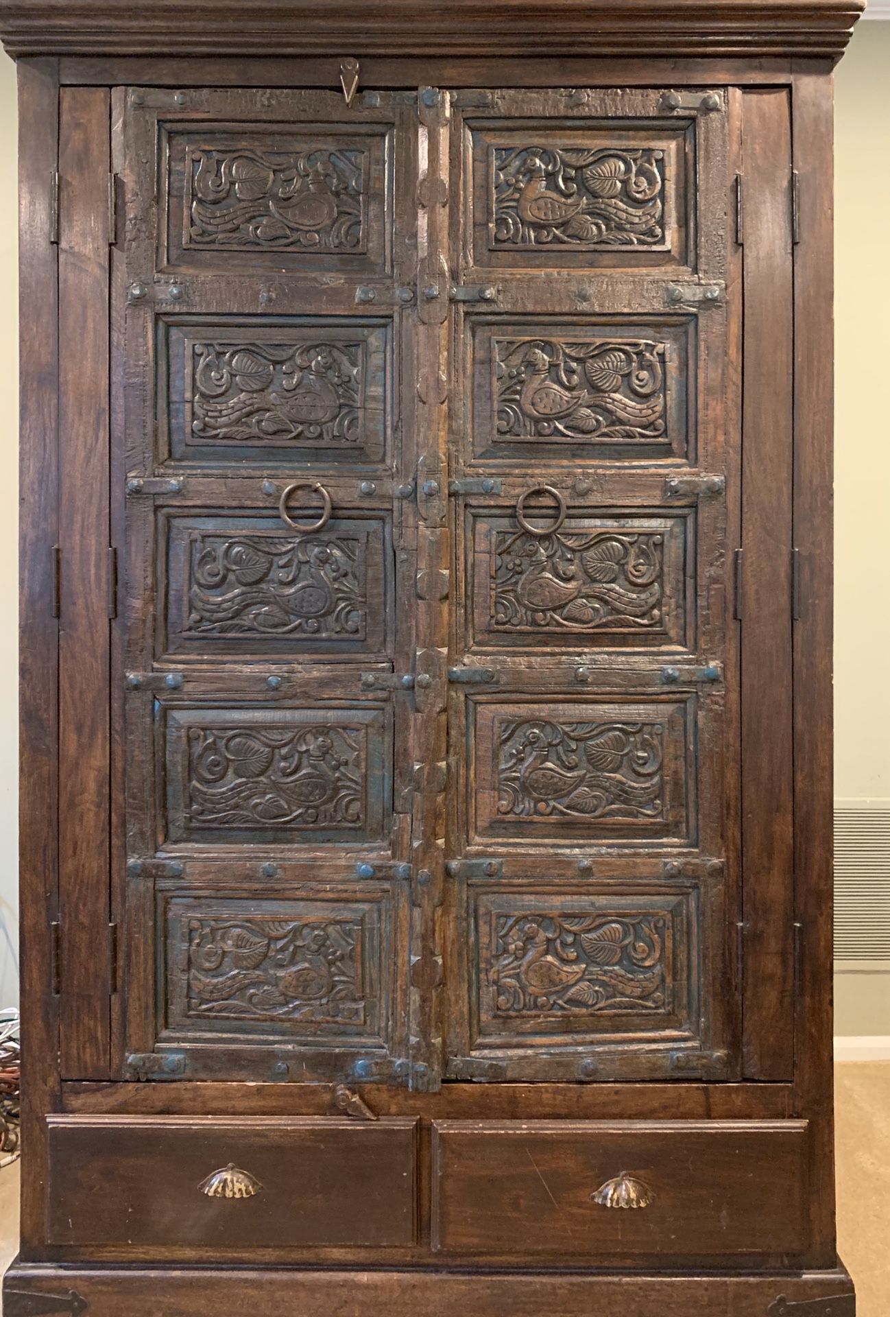 GORGEOUS!! World Market/Pier 1 “like” Indonesian/Balinese Solid Wood Armoire-handmade/one of a kind!