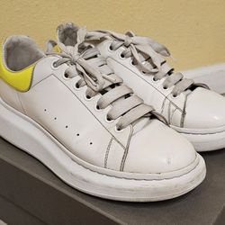Alexander McQueen Men's Oversized Platform Sneakers White Neon Green Size 10 /43EU & Original Box (Made In Italy)(Used 6 Months)
