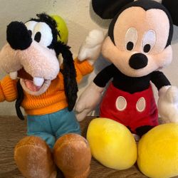 Disney Mickey Mouse & Goofy Plush Dolls Authentic Original Disney Parks