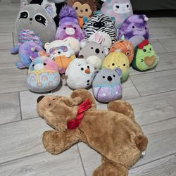 18 Stuffed Animals Various Squish mellows all for $30.00 cash and pick up only 