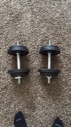 Pair of adjustable cast iron dumbbells