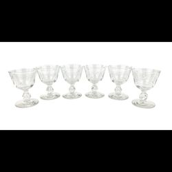 Libbey Stardust Liquor Cocktail Glasses Cut Glass Design 1949 3-7/8" set of 7