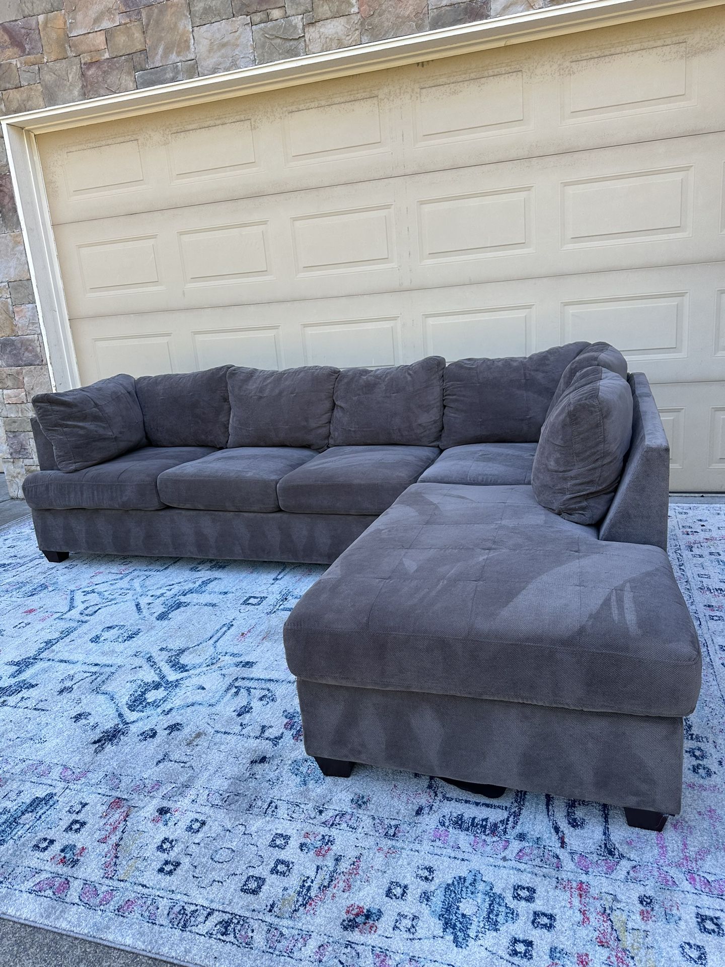 Dark Gray Sectional Sofa with Chaise