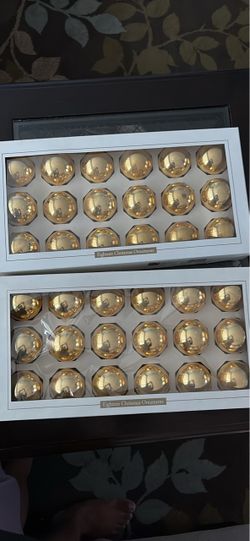 Vintage Gold Christmas Ornaments - 2 Boxes of 18 (36 Total)