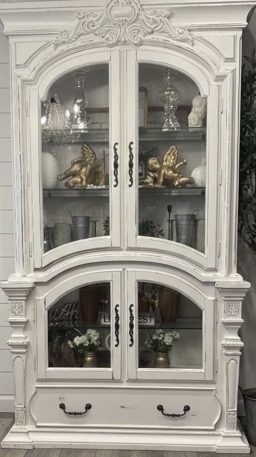 Gorgeous distressed display cabinet w/ tons of storage 50in. W x 89in. H x 19in. D 