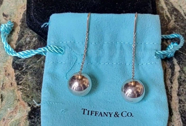 Tiffany & Co. Hardwear Sterling Silver Ball Chain 2" Drop Hook Earrings
