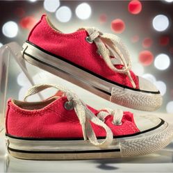 Converse Chuck Taylor All Star Toddler Shoes Sz 5 Rasberry White Lowtop Kids EUC