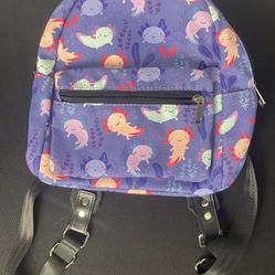 Cute Axolotl Purple Mini Backpack Kids Pink Salamander Bookbag Lightweight Daypack (Retail $40)