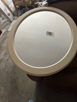Round White Side Mirror