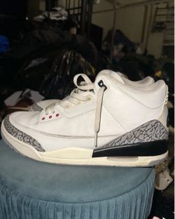 Nike Jordan 3 Retro White Cement Reimagined Kids Size 13C Pre Owned No Box