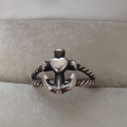Vintage Retired James Avery Anchor ⚓️ & Heart Ring  Sterling Silver Women's 7