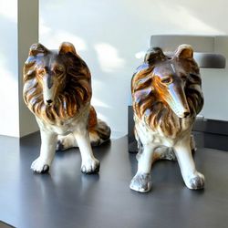 Vintage Collie Dog Salt and Pepper Shakers Set Porcelain Ceramic Japan Lassie