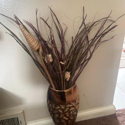 Set Of 2 Piece Floral Arrangement/vase  