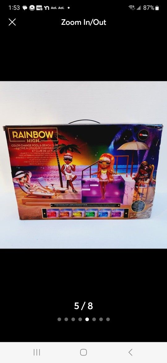 Rainbow High Color Change Pool Beach Playset : 7-in-1 Light Up Pool New