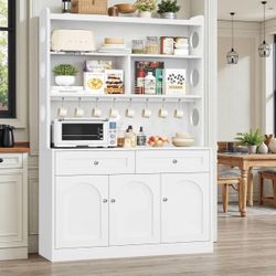 Modern White Pantry Hutch – 73” Tall – Tons of Storage (New)