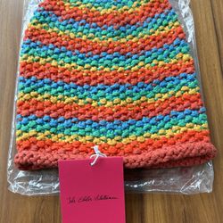 The Elder Statesman Hand Knit Stripe Cap Rainbow Brand New Organic Cotton