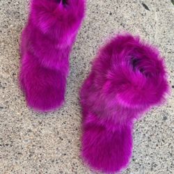 Fuchsia Real Fur Custom Boots Sizes 4.5, 5 Message True Size & Order