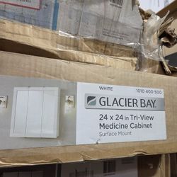 
Glacier Bay
24-3/16 in. W x 24 in. H Framed Surface-Mount Tri-View Bathroom Medicine Cabinet with Mirror, White