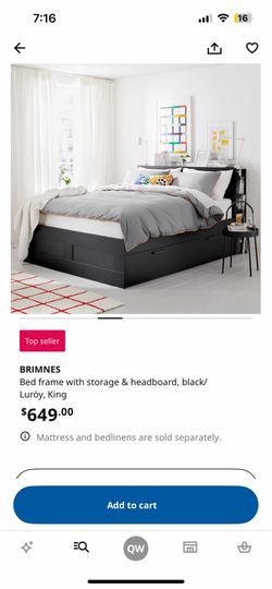 IKEA BRIMNES King Bed Frame + FREE King Mattress