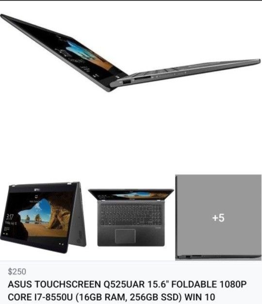 ASUS Q525UAR 15.6" 2-IN-1 1080P TOUCHSCREEN CORE I7-8550U (16GB RAM, 256GB SSD) WIN 10 BACKLIT KB