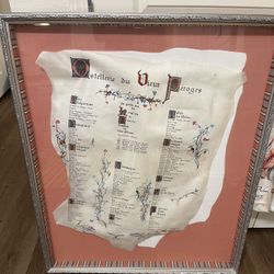 BODIN -JOYEUX  Lamb Skin Wine List Framed 