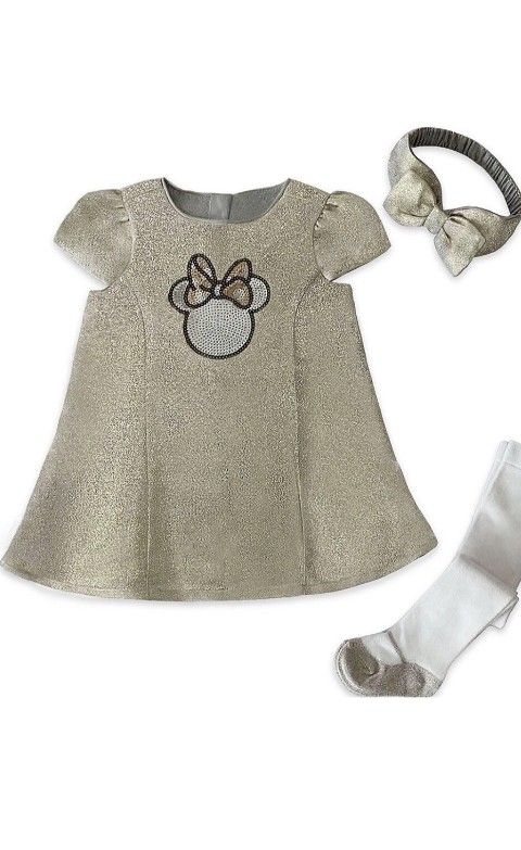 Disney Minnie Mouse Gold Holiday Dress Set
Matching Set : Top , Socks , Headband
New Never Used
Kids Girls Size - 16/18 months