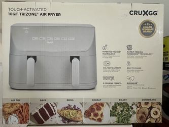 CRUXGG 10qt Dual Basket Tri-Zone Air Fryer Gray: 1700W, Cool Touch Handle (Reg: $170)