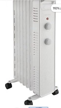 Mainstays 1500W Mechanical Oil Filled Electric Radiant Space Heater, White, New