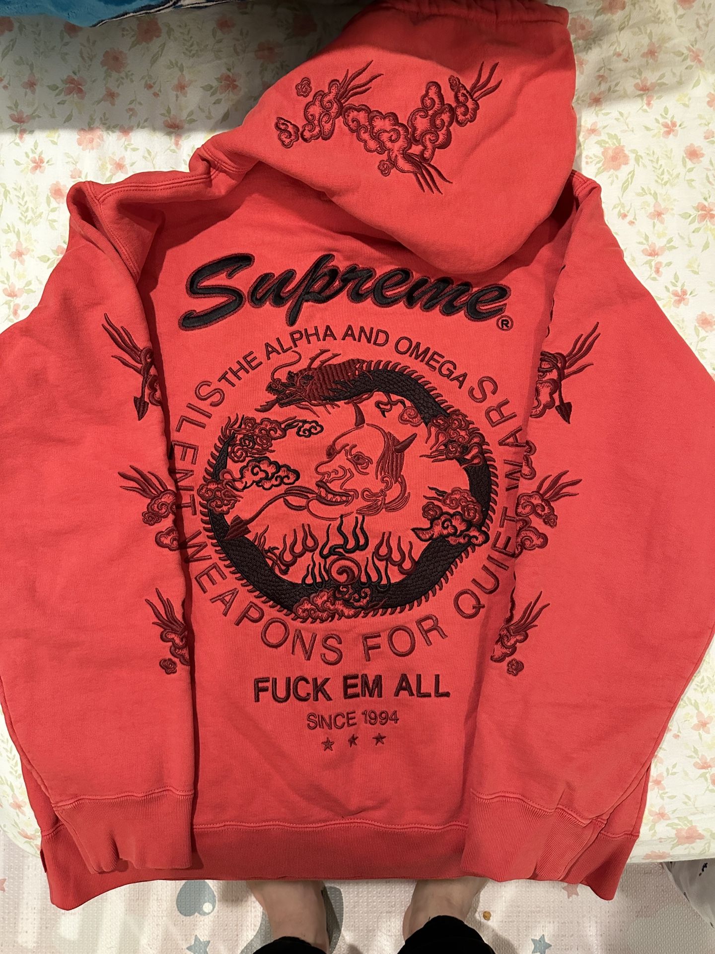 Supreme Dragon Overdyed Hoodie Red Size Medium