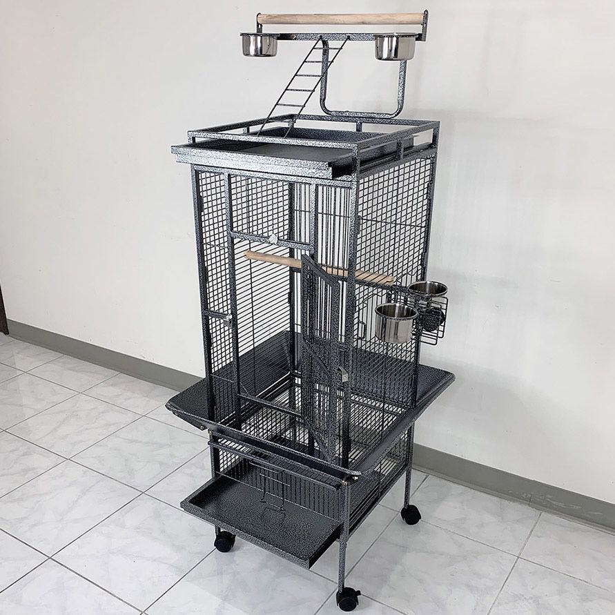 (NEW) $125 Large 61” Tall Bird Cage with Rolling Stand Playtop for