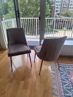 Set of 4 Velvet Dining / Accent Chairs - Dusty Rose / Blush Pink