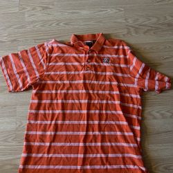 Auburn Tigers Polo Large Gear for Sports Orange with white Stripes 
