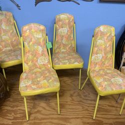 Set Of 4 Mid Century Kitchen Dining Chairs 
