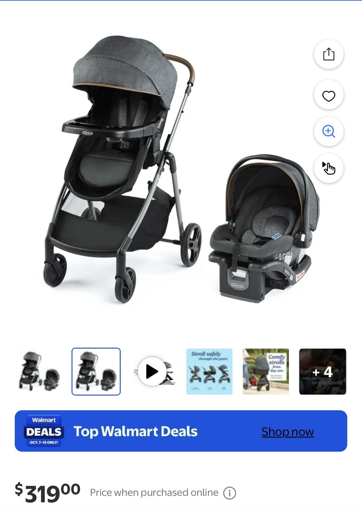 INFANT CAR SEAT AND STROLLER Graco  Modes Trio Travel System, Hemlock, Black