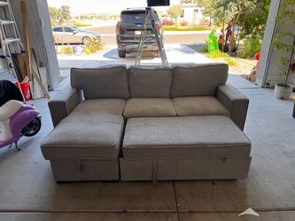 Gray Sectional Sleeper Sofa with Storage